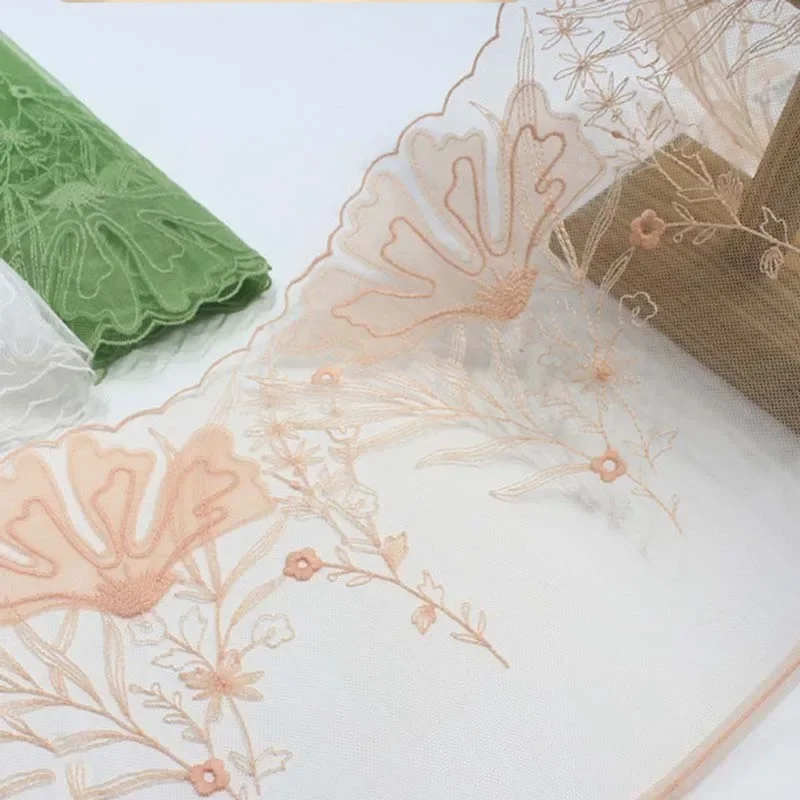

32Yards Floral Embroidered Lace Trimmings for Sewing Bridal Veil Neckerchief Bra Lingerie Trims DIY 22cm Wide