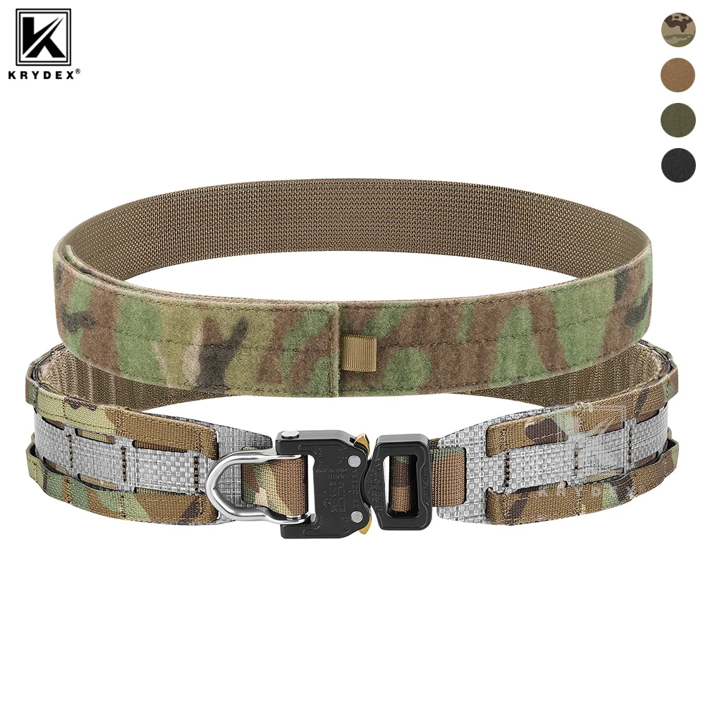 KRYDEX Tactical 2 Inch Belt Original Cobra Buckle Tegris Rigger MOLLE Waist Battle Belt Heavy Duty Men's Belts For Outdoor Sport