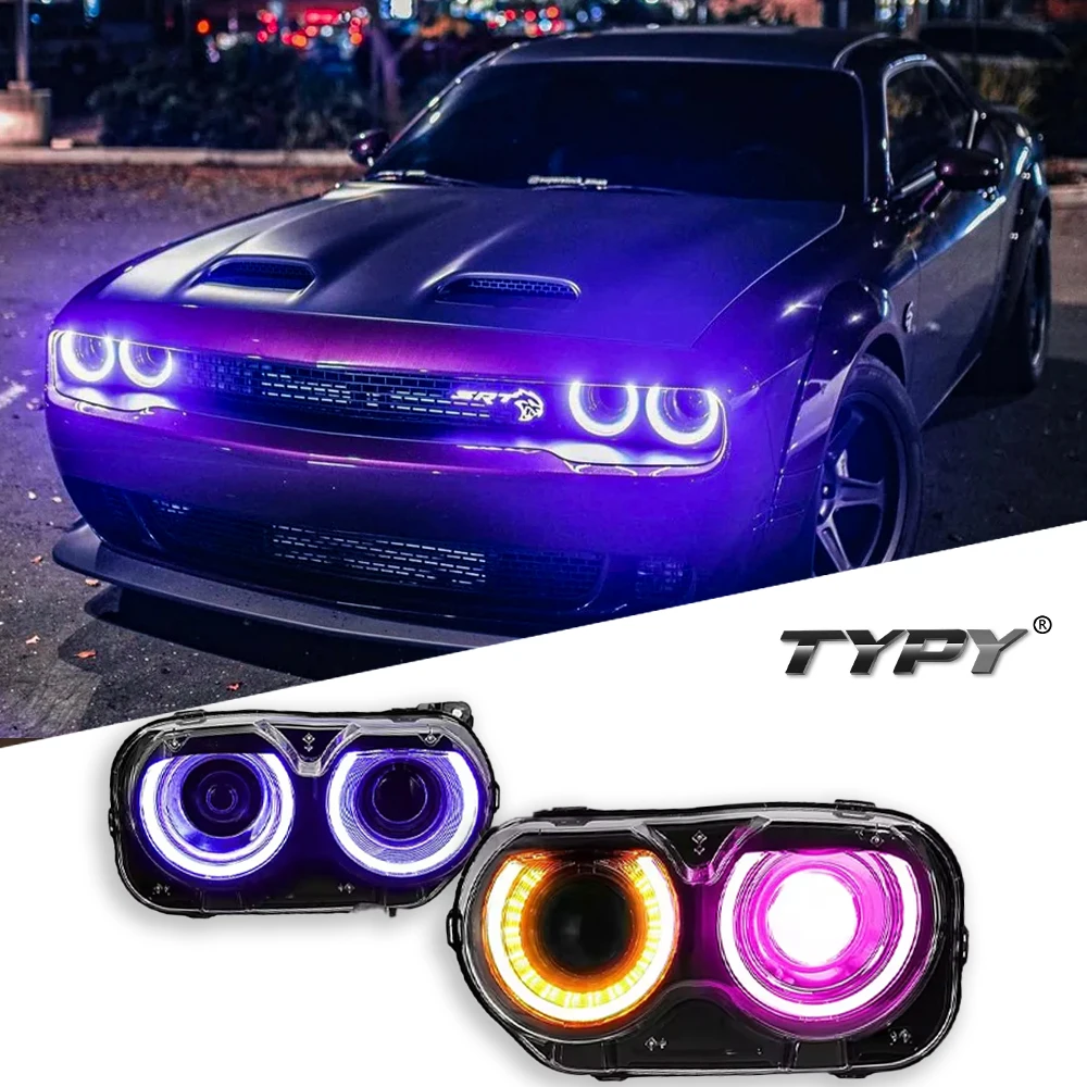 Car For Dodge Challenger RGB Headlight 2015-2023 Upgrade Modified to New DRL Dynamic Turn Signal LED Headlight Auto Accessories