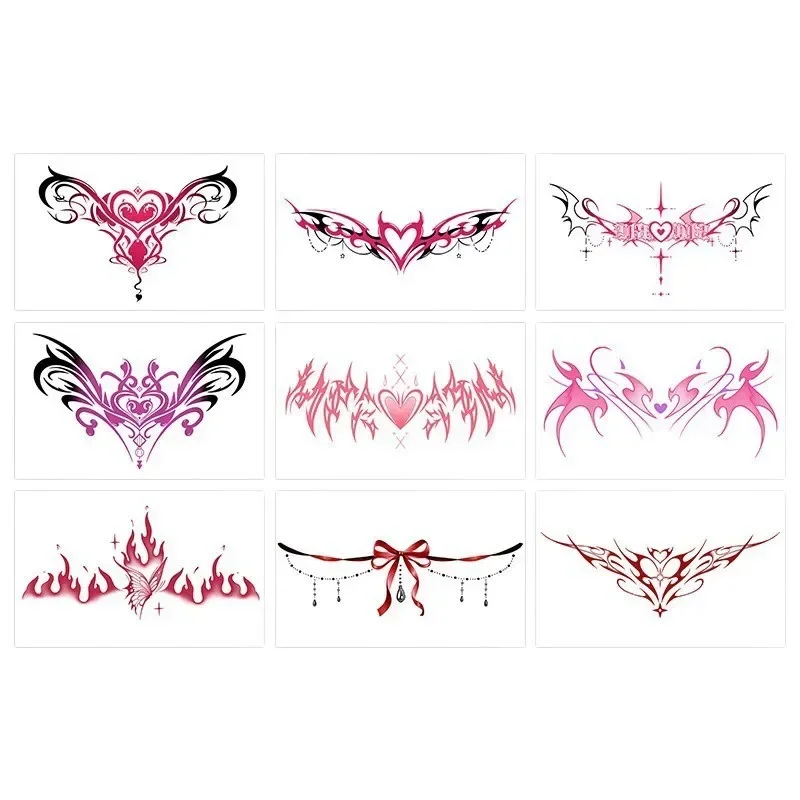 Sexy Fake Tattoo Sticker for Women Waterproof Temporary Lower Abdomen Heart Bow Butterfly Flame Tribal Body Art Decal