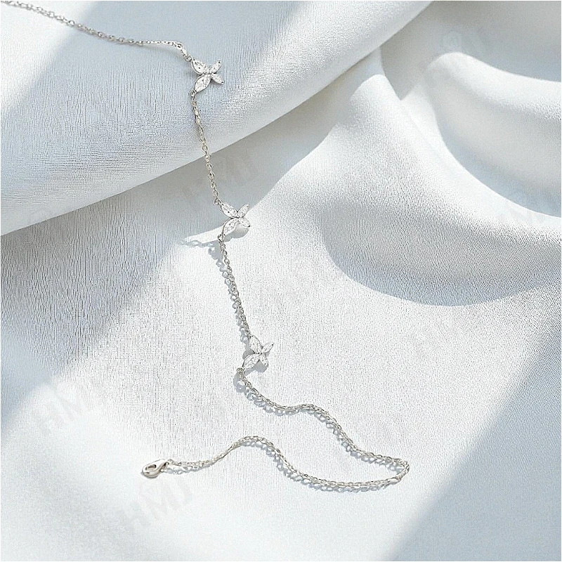 2.4캐럿 목걸이 나비 모양 마퀴즈 컷 모이사나이트 D 컬러 VVS1 클라리티 925 스털링 실버 생일 선물 쇄골 체인