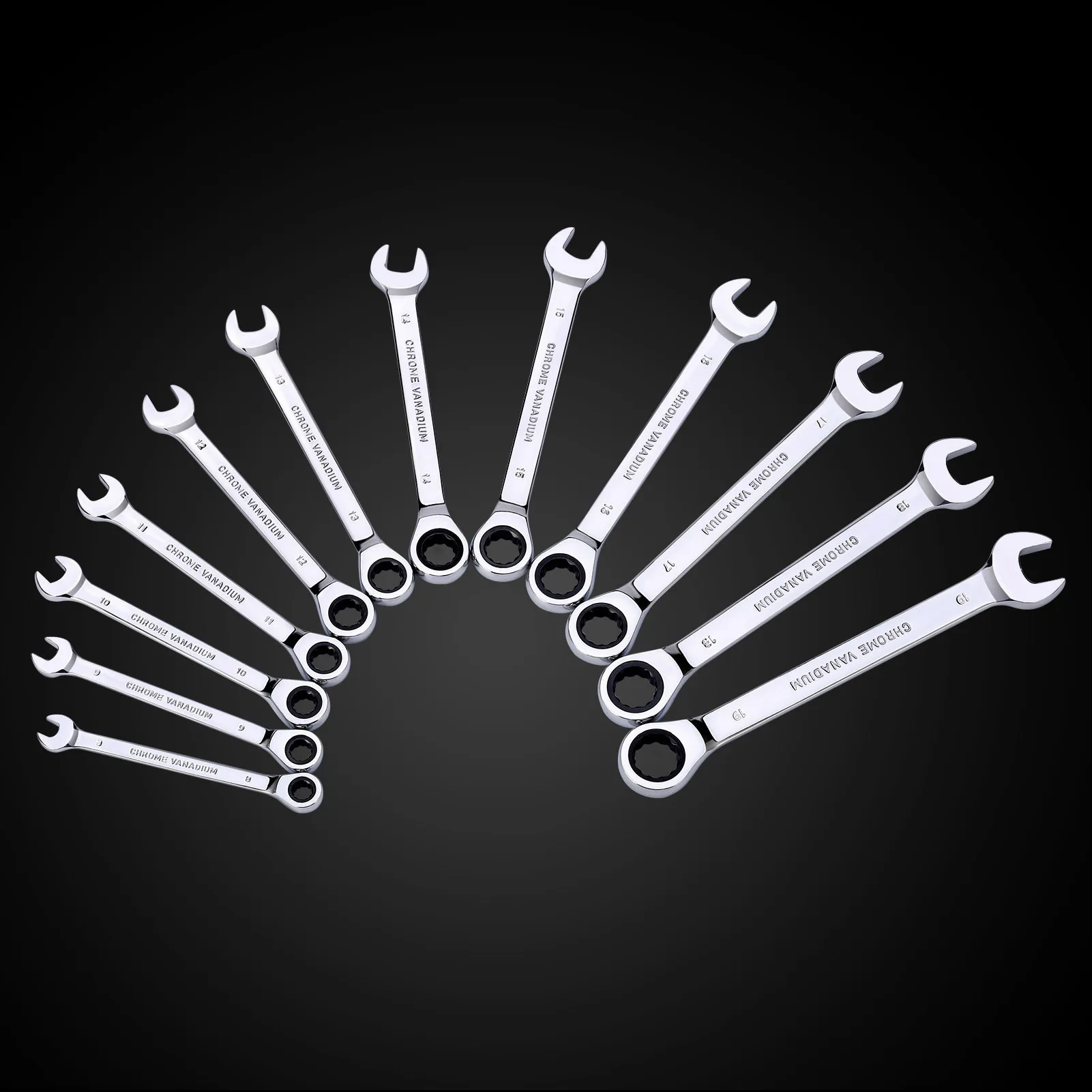 Ratchet Wrench Metric Chrome Vanadium Steel 72-Tooth Torque Universal Spanners for Car Repair Hand Tools 8-24mm