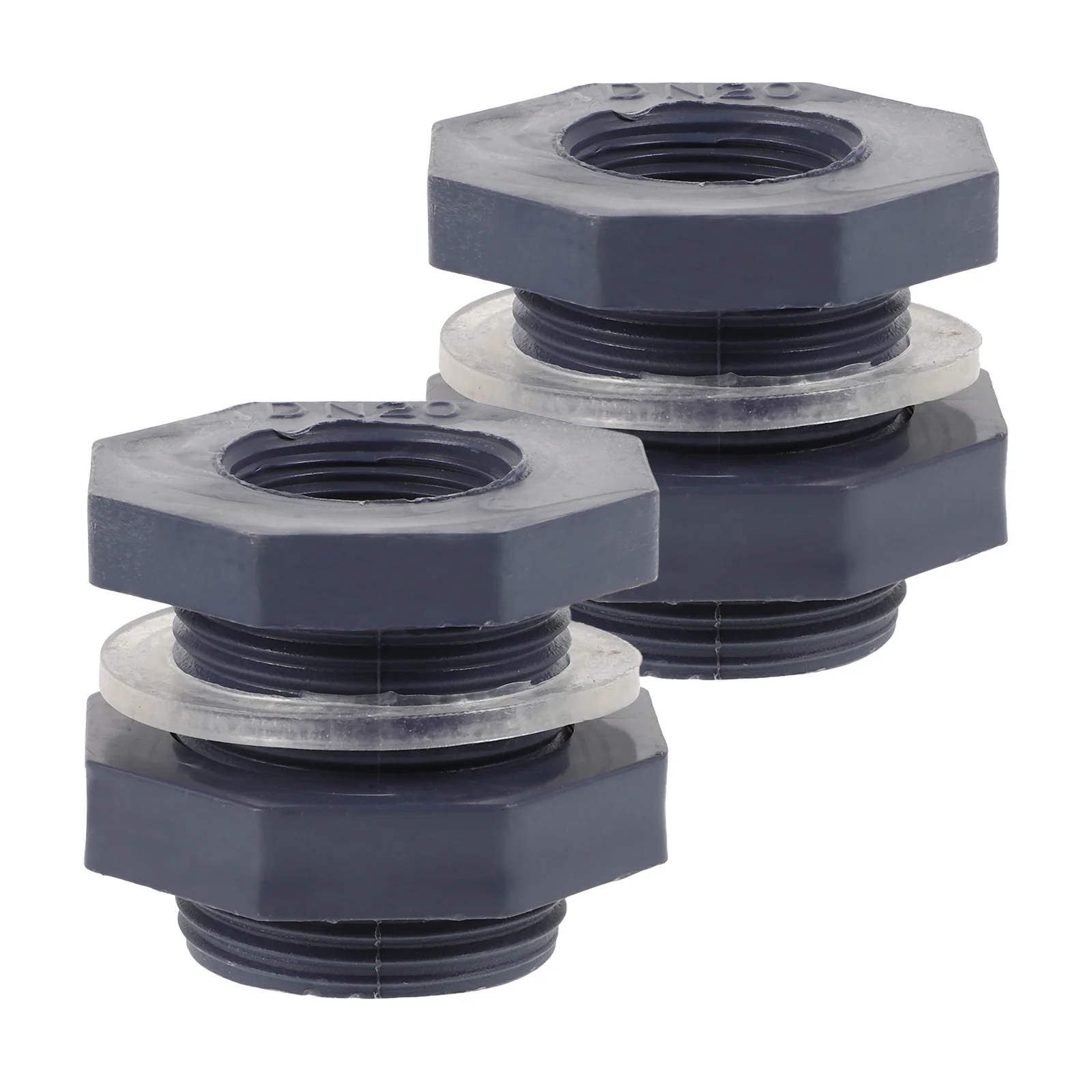 2 Pcs Pvc Partition Accessories Bulkhead Adapter Tank Rain Barrel Connector Fitting Fittings Pool