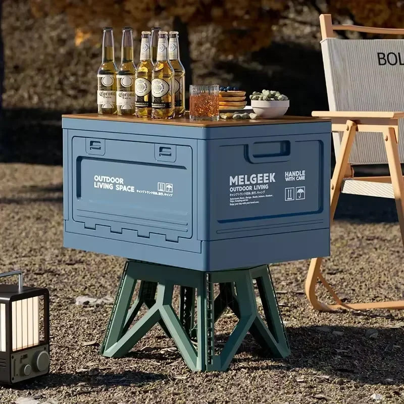 Boîte de rangement pour le camping, organisateur de coffre, boîte de pique-nique pour le camping, banc pliant pour voiture et planche à découper
