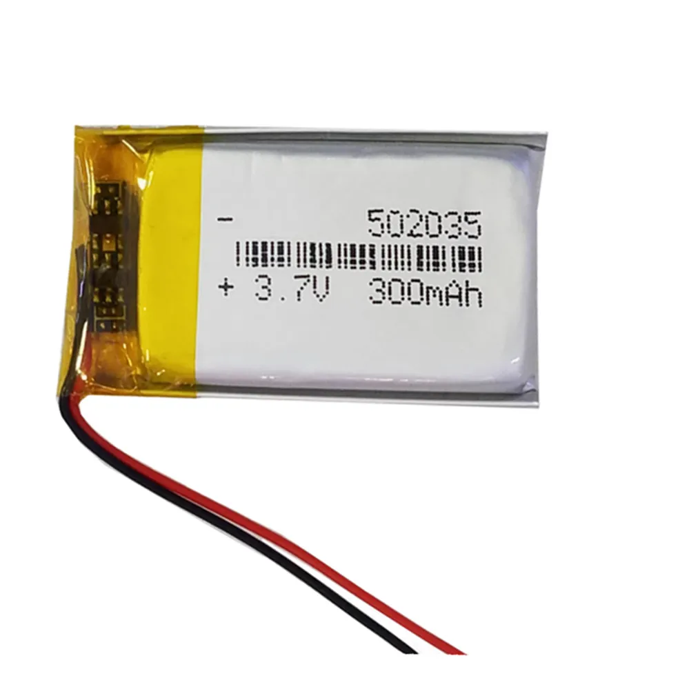 502035 300mAh 3.7V Lithium Rechargeable Battery For GPS MP3 MP4 Light Insect Mouse Repeller Mite Remover Bluetooth Headphone