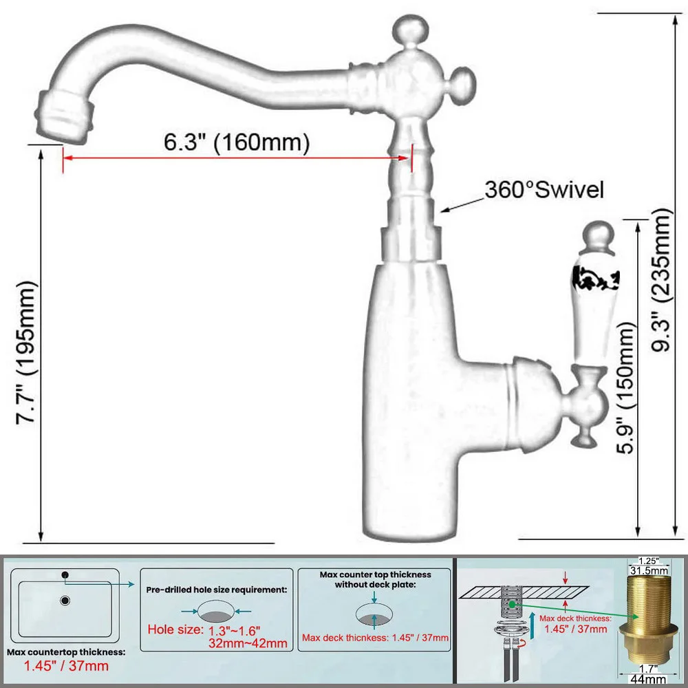 Bathroom Faucet Black Oil Rubbed Brass Basin Faucet Deck Mounted Single Handle Single Hole Hot And Cold Water Tap Nnf375