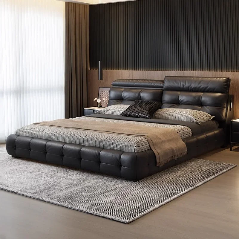 Cama negra multifunción, diseño moderno, cama simple de Corium, base doble enrollable suave, accesorios para el hogar, para cama matrimonial