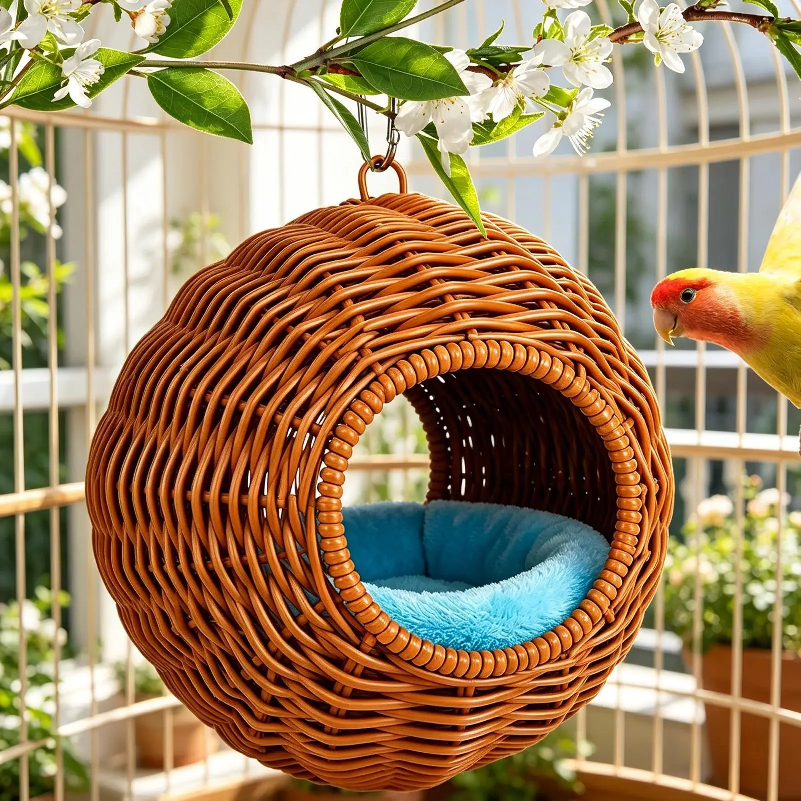 Parakeet Nest Washable Breathable Chew-Resistant Small Bird Bed Hammock For Small Parrots Canary Lovebird Bedding Living Room