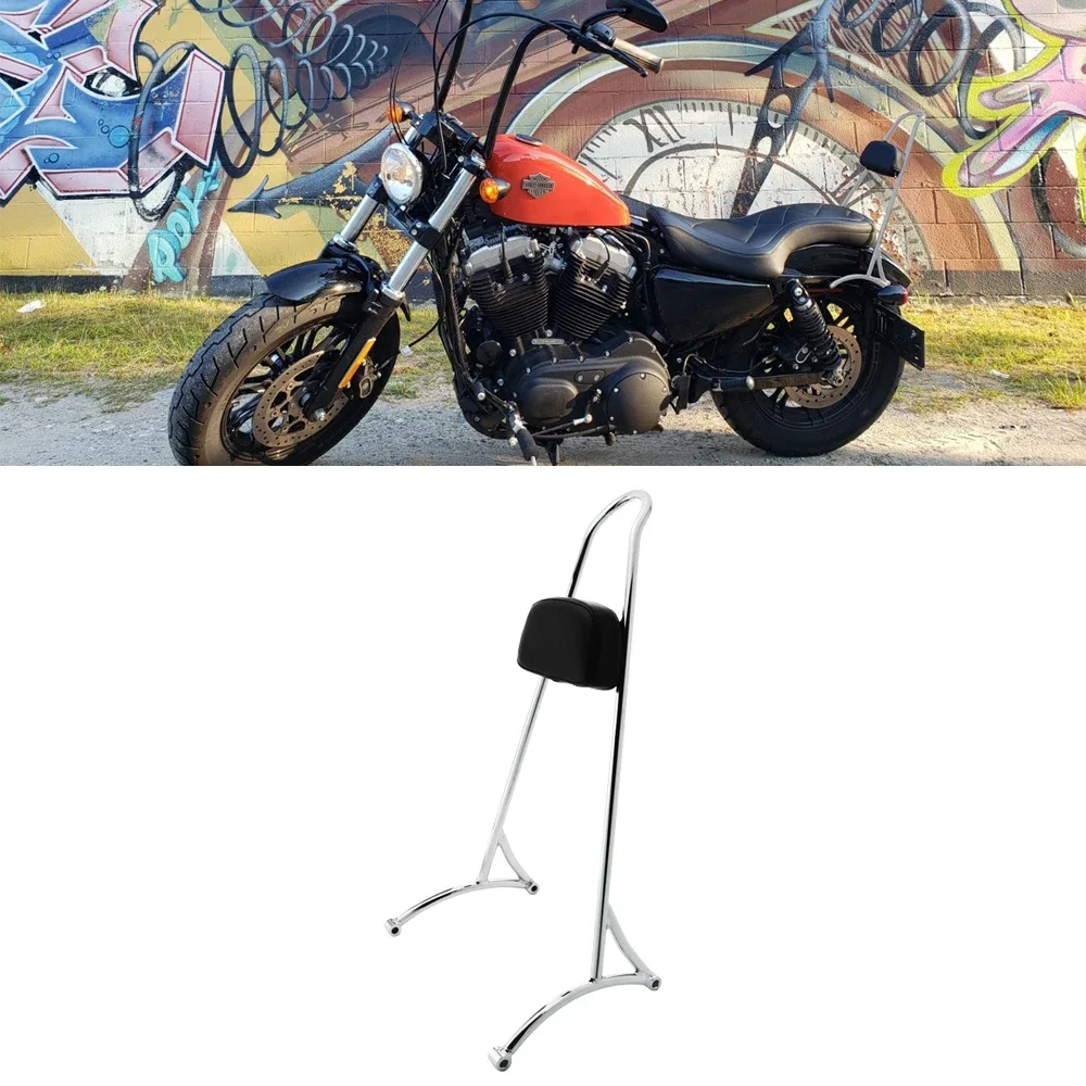 

Motorcycle Chrome 20" Tall Backrest Sissy Bar Triple Plating W / Pad For Harley 2004-2022 Sportster XL 883 1200 XL Models