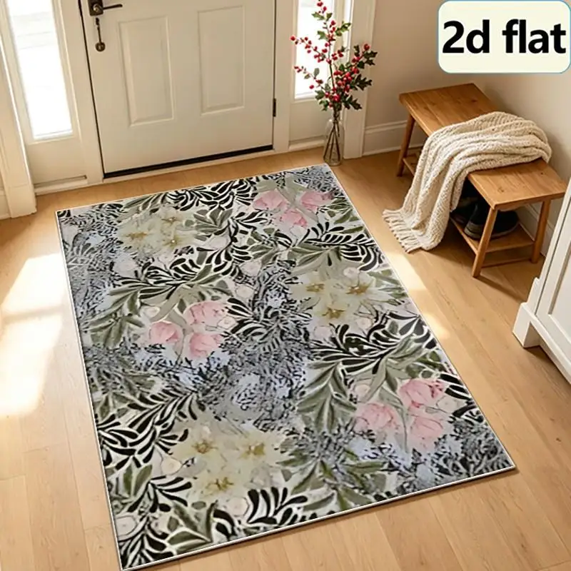 1 Piece of Vintage Floral Plant Print Carpet, Soft and Comfortable, Suitable for All Seasons, Lightweight and Easy to Maintain, Ideal for Home Decor, Living Room Decor, Bedroom Decor, Balcony Decor, Perfect for Winter and Autumn, Enhances the Interior Style.