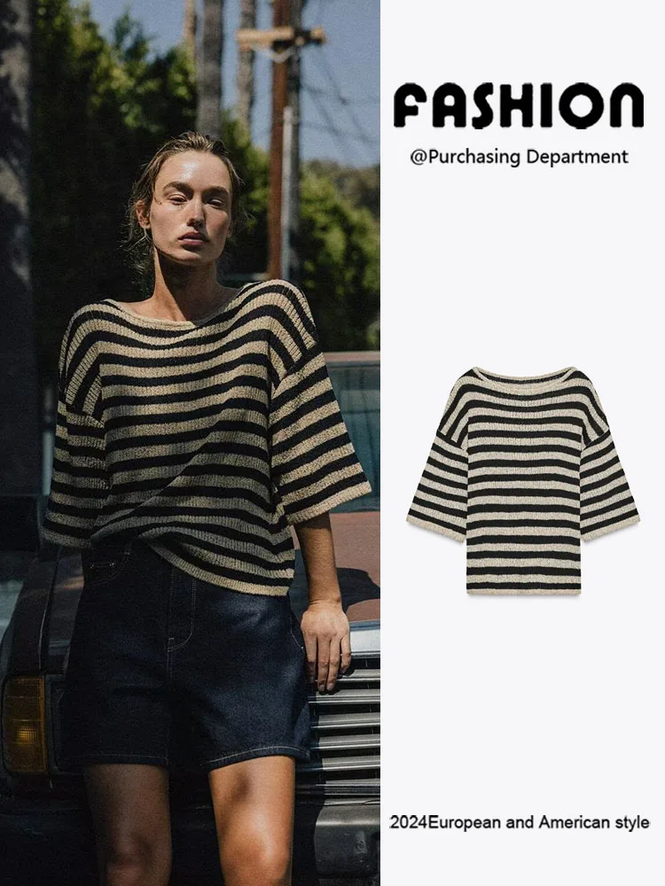 

Women's New Arrival Knitted Long Sve Straight Cut Layered Trim Top Fall 2025 Faion Trend Straight Tube Knitwear