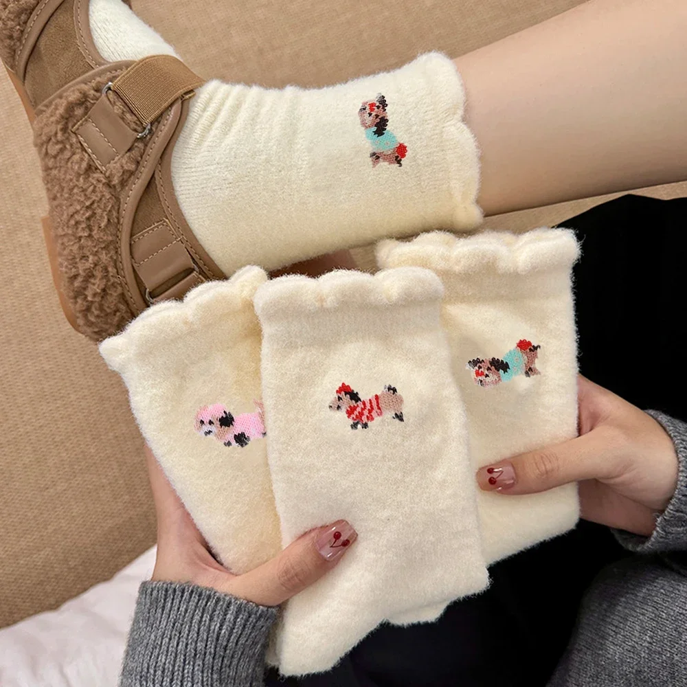 

Cute Mink Short Plush Fleece Soft Socks for Women Winter Warm Thicken Coral Plush Socks Thermal Snow Home Sleep Floor Kawai Sock