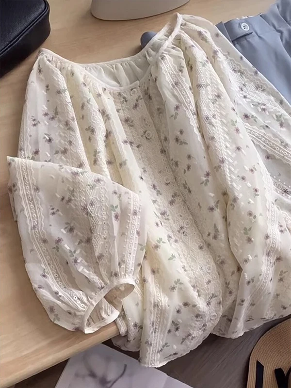 

Тяжеловее кружево в стиле ретро с цветочной вышивкой, свободные длинные свеки, женские летние, милые, нежные, тонкие, для защиты от солнца, для похудения