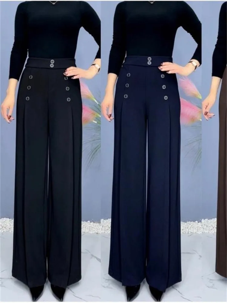 

Summer New Wide Leg Pants Women's Straight Loose Mid-Aged Mom Pants Fashionable Wide Leg Trousers Drapey Comfortable High Waist