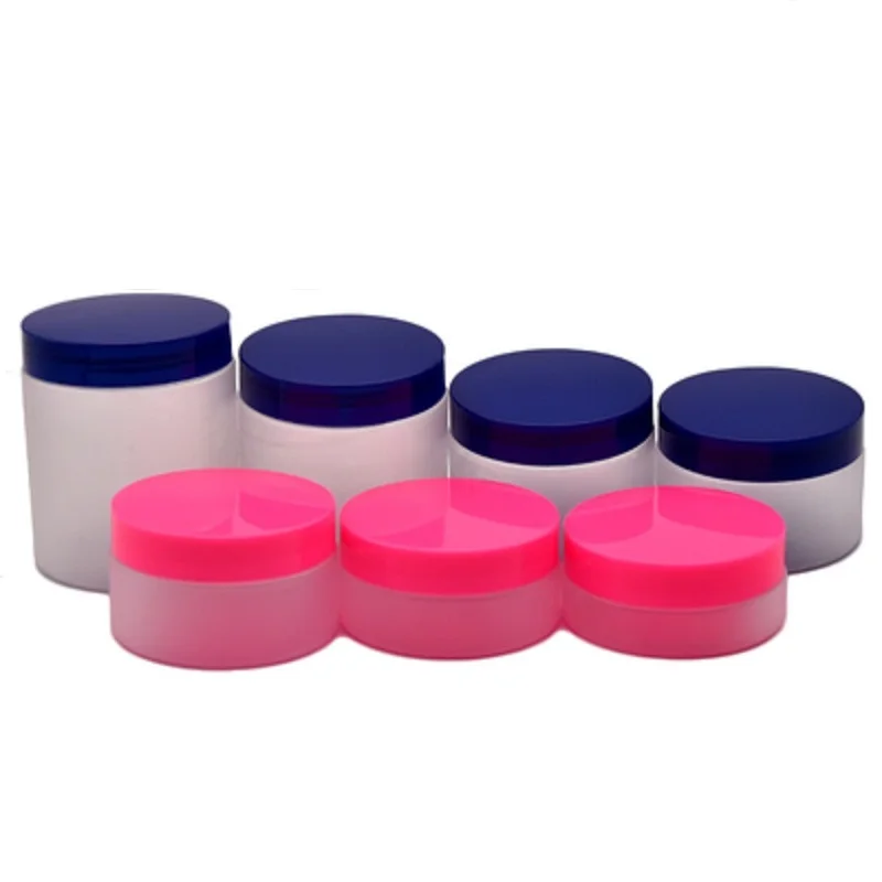 

Cream Container Clear Frost Plastic Empty Bottle Red Blue Screw Lid 50G 80G 100G 120G 150G 200G 250G Packing Cosmetic Pots 20Pcs