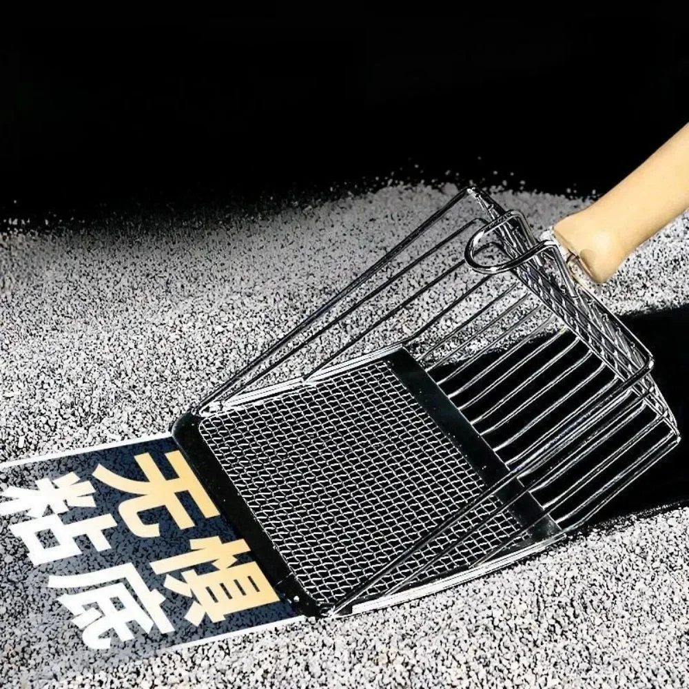 Stainless Steel Cat Litter Shovel Wooden Handle Shovel Easy To Clean Good-Looking Reduce Dust Suitable for Small Dog Toilets