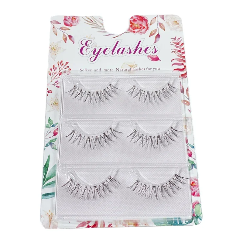 Nuevo 3 pares de pestañas de visón 4D naturales cortas largas invisibles banda delgada pestañas postizas rizo extensión de pestañas suaves belleza