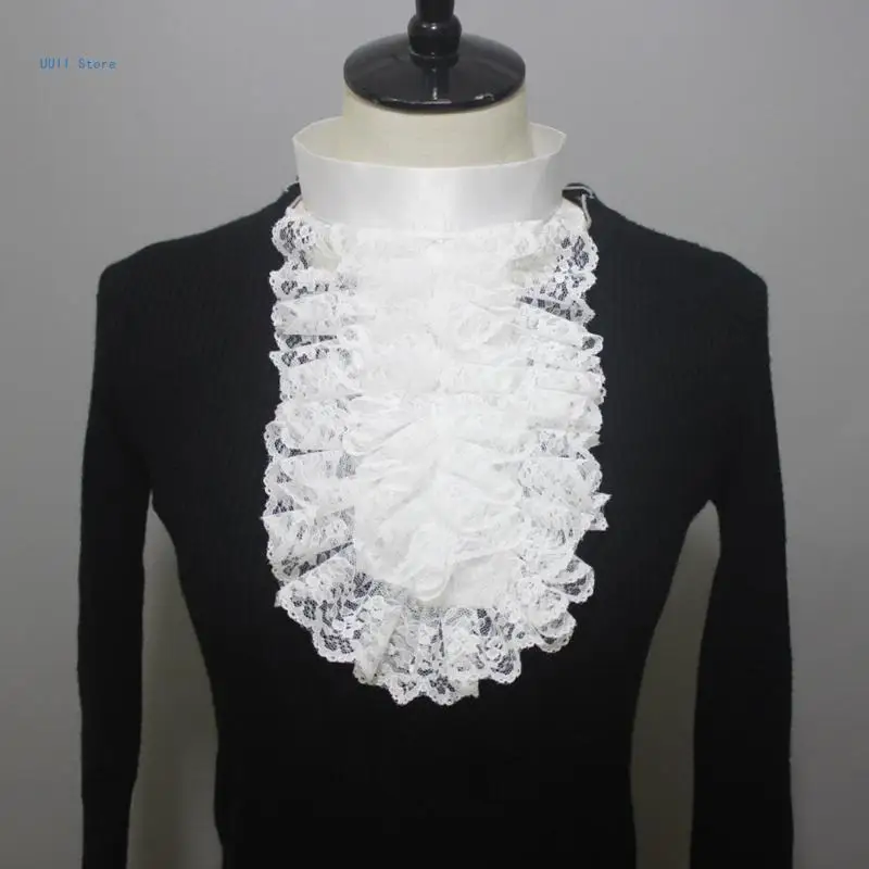 Detachable Jabot Ruffle Lace False Collar Victorians Detachable Collar Necktie