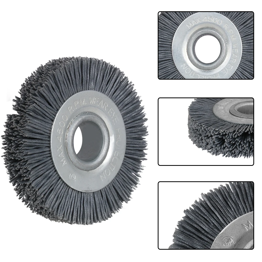 70Mm Nylon Wiel Borstel Boring 16Mm Voor Houten Meubelen Metalen Slijpen Polijsten Schurende Staalborstel Grinder 180 #