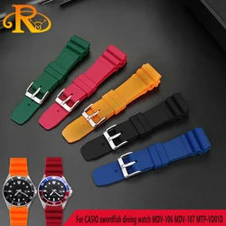 Silicone strap  For CASIO swordfish diving watch MDV-106 MDV-107 MTP-VD01D efr-303l watchband Orange green men's wrist band 22mm