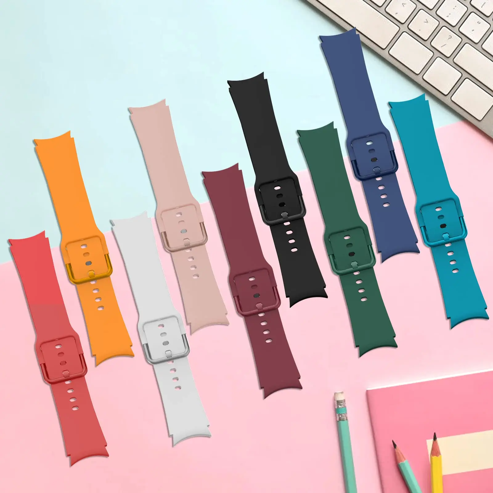 official silicone For Samsung Galaxy Watch 6 strap 44mm 40mm 20mm Bracelet Galaxy Watch 4 6 classic 5 pro 47mm 43mm 45 42mm 46mm