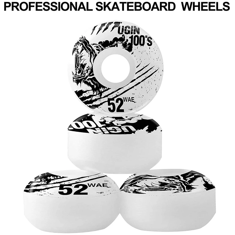 NEW-UGIN-Rodas de skate com ABEC-9 Rolamentos e Espaçadores, Rodas Cruiser, 52mm, Pacote de 4