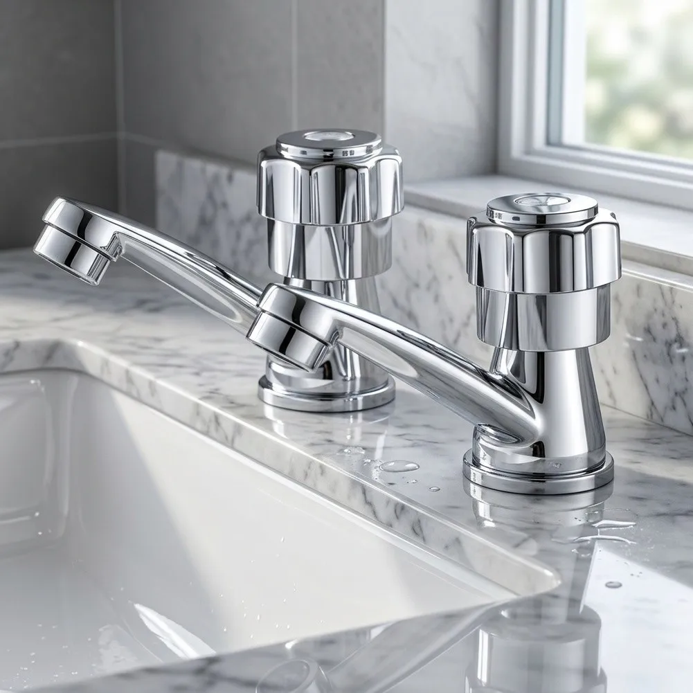 2pcs Zinc Alloy Silver Bathroom Faucet Set Single Cold Water Tap for Basin Sink 15x15x5cm Sleek Design Humidity Resistant Finish