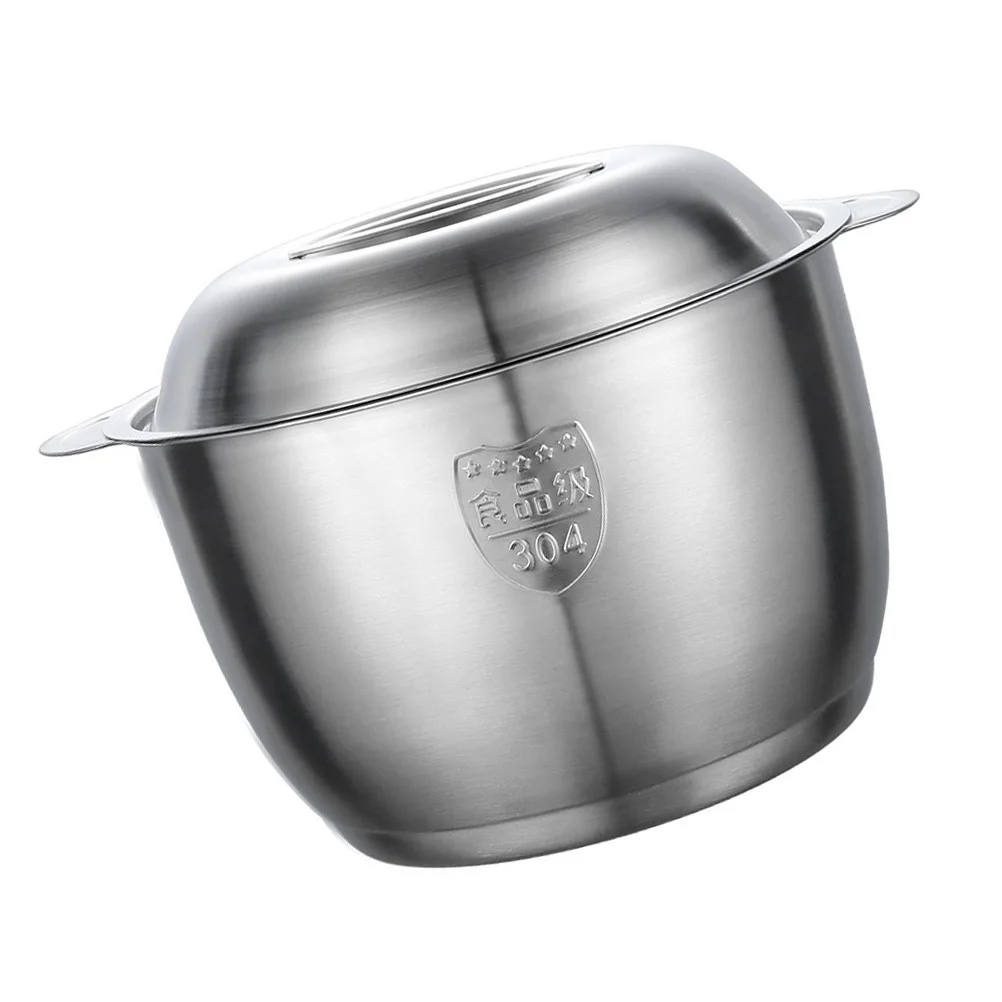 

1 шт., раковина для супа из нержавеющей стали, высокое качество, нержавеющая кастрюля, ручки с защитой от ожогов, крышка, термостойкая многофункциональная кухня