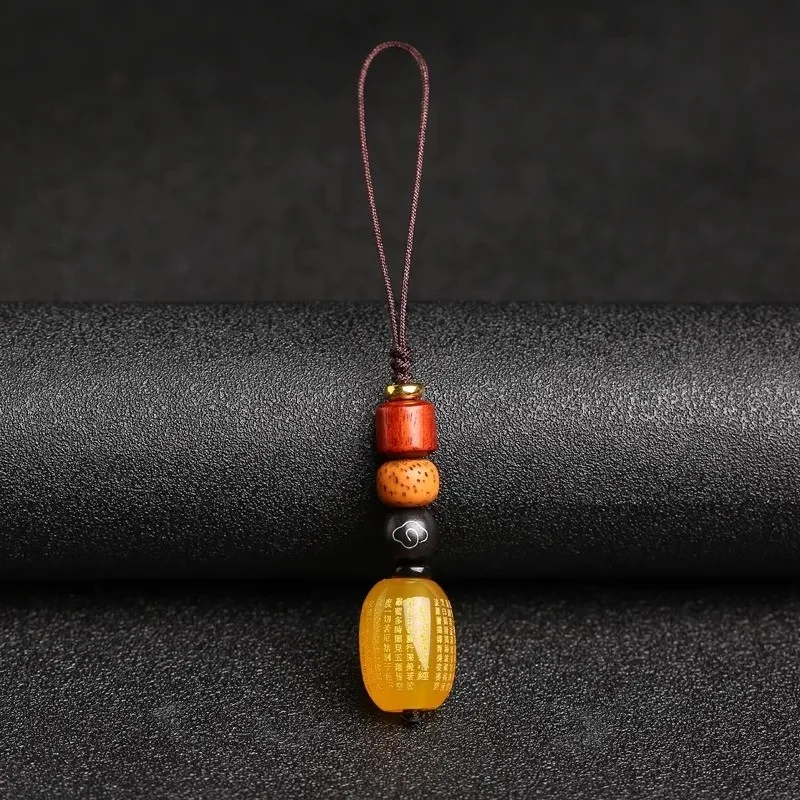 Natural Red Agate Phone Chain Heart Sutra Key Pendant Universal USB Flash Drive Ornament Bag Hanging Gifts