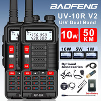 2PCS Baofeng UV-10R Powerful 10W USB Fast Charging Dual Band WalkieTalkie 50km Long Range Better than UV-5R UV-82 Two Way Radio