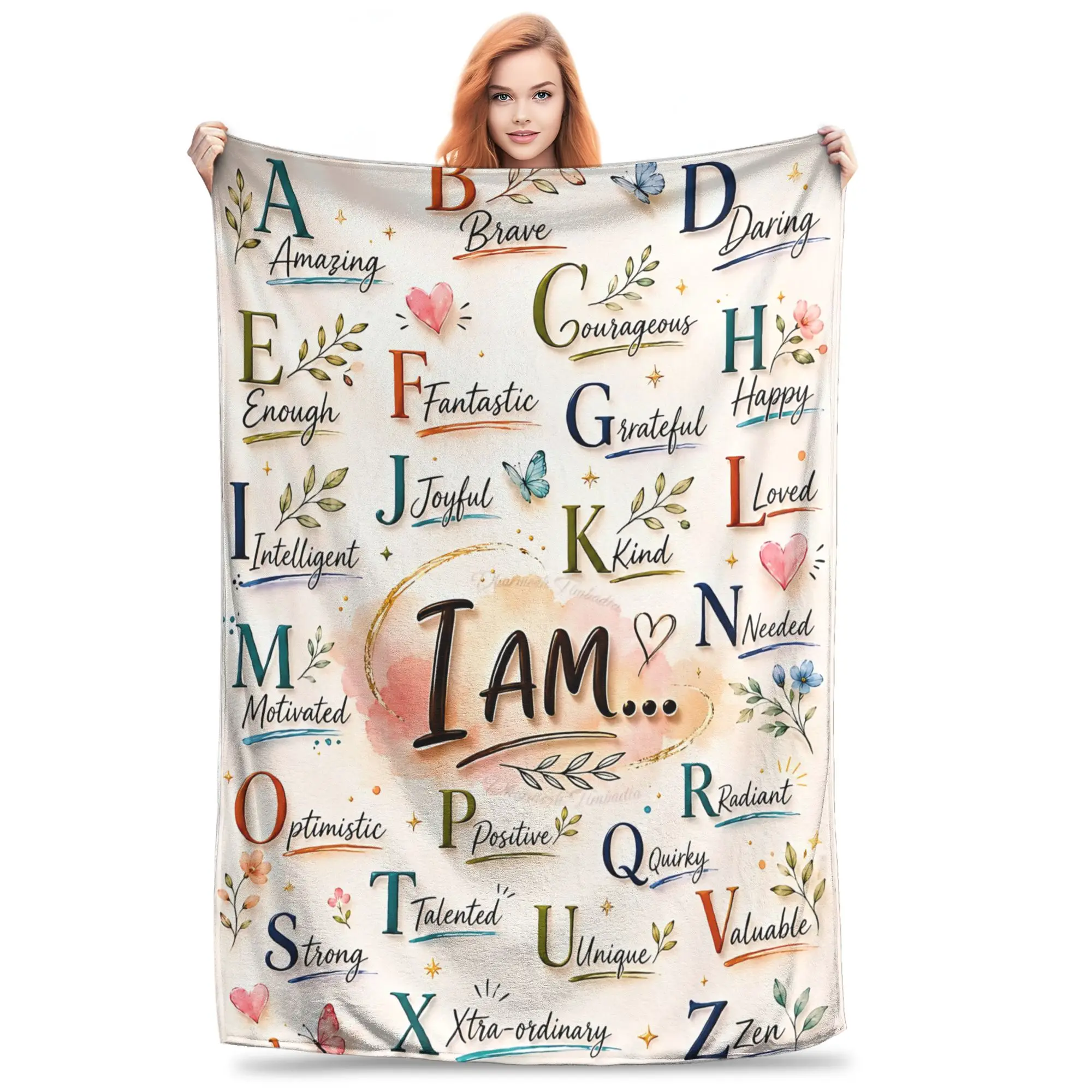 1PC Home Thankful Grateful Blessed Blanket Throw Blanket  Novelty Warm Blanket All Season Gift for Happy Halloween Give Thanks
