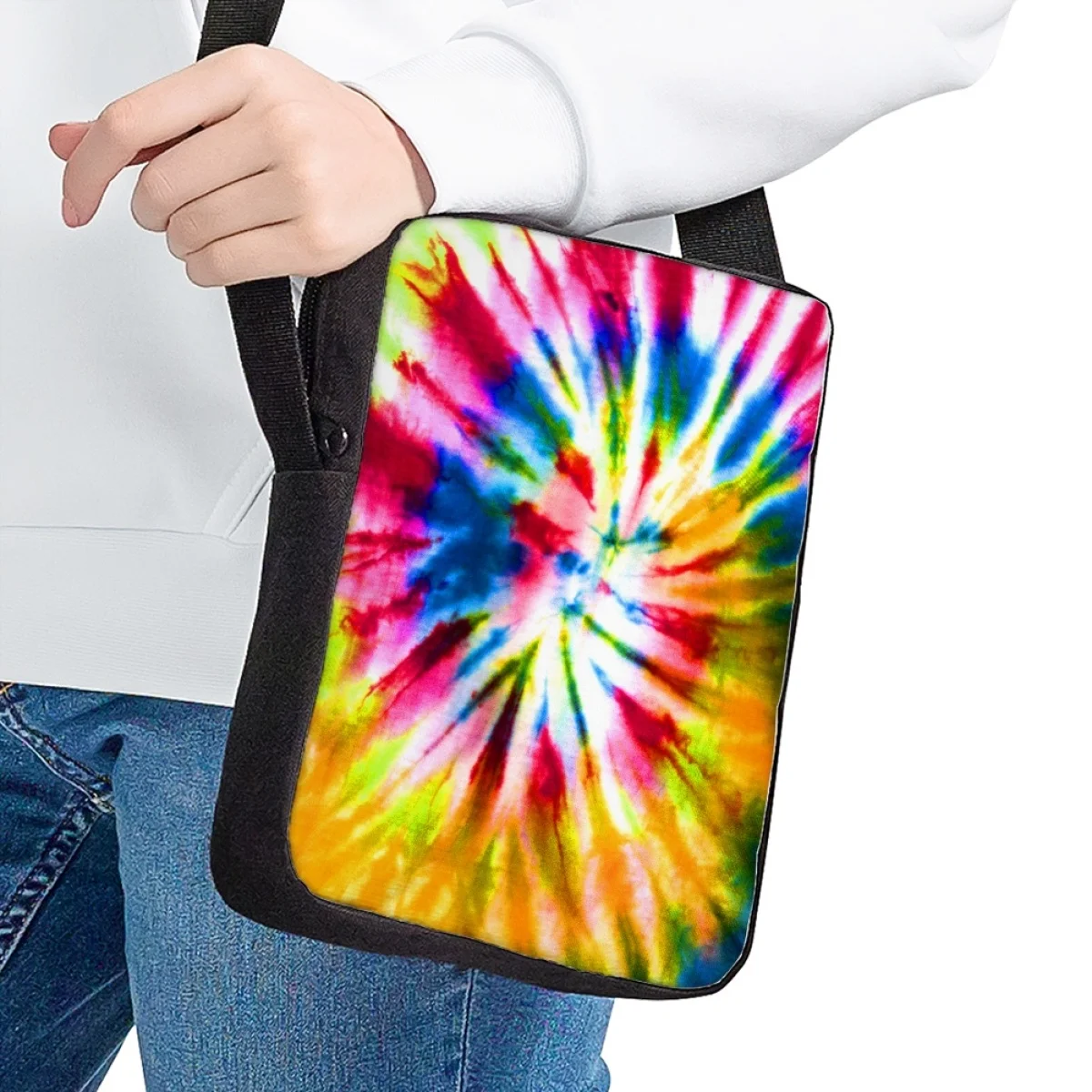 Jackherelook Girl's Crossbody Bags Fashion Colour Tie-Dyed Print Boy's Messenger Bag Trend School Bags Children Shoulder Bags