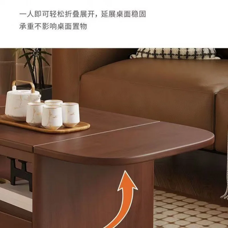 طاولة قهوة من الخشب الصلب قابلة للطي وطاولة طعام متنقلة مزدوجة الأغراض قابلة للطي وشقة صغيرة بسيطة لغرفة المعيشة وطاولة شاي م