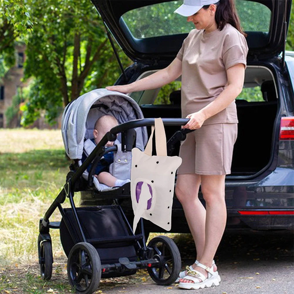 2pcs Wet Wipe Hanging Bag For Stroller Waterproof Baby Wipe Dispenser Large Capacity Travel Tissue Holder Car Seat Mount Wipes