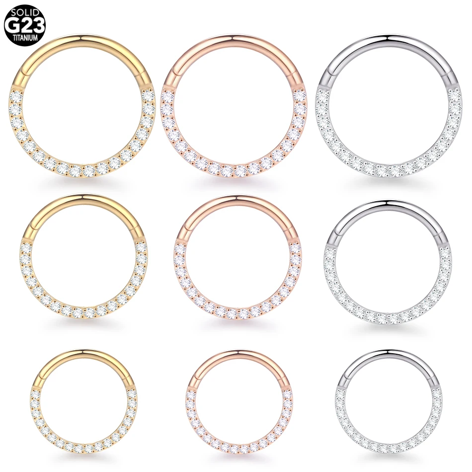 1pc Implant Grade Titanium Clicker Hinged Earrings Hoop Ring for Cartilage Helix Rook Septum Daith Tragus Conch Piercing Jewelry