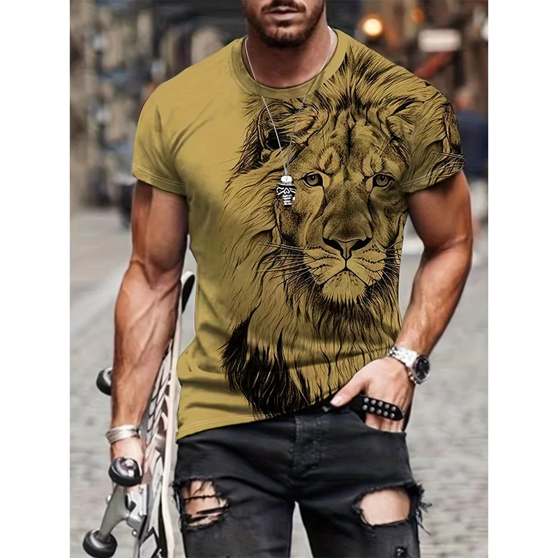 Lion Graphic T Shirts Animal 3D Print Men Women Casual Short Sleeve T-Shirt Streetwear Oversized Harajuku Top Tees Kids Clothing