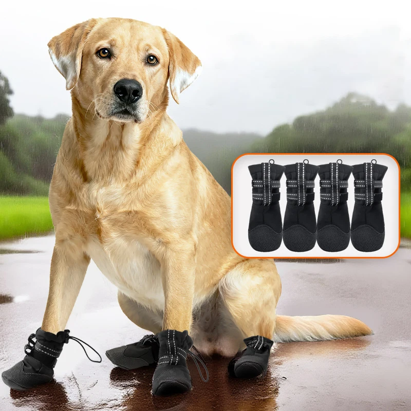 

Anti-Slip Waterproof Pet Shoes for Medium To Large Dogs Adjustable Reflective Protect Paw Dog Boots Mascotas Perros Accesorios