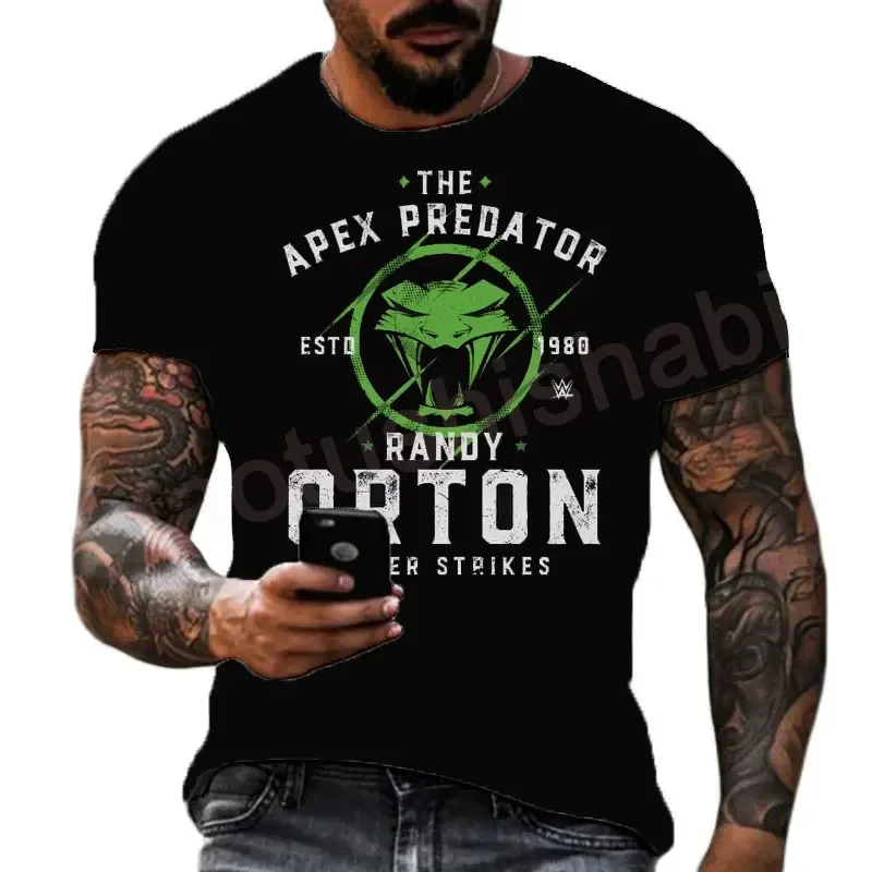 2024 Hot Sales Summer Men's 3D Printing Famous Wrestler Randy Orton T-shirt Children's Street Round Neck Sports Large Top