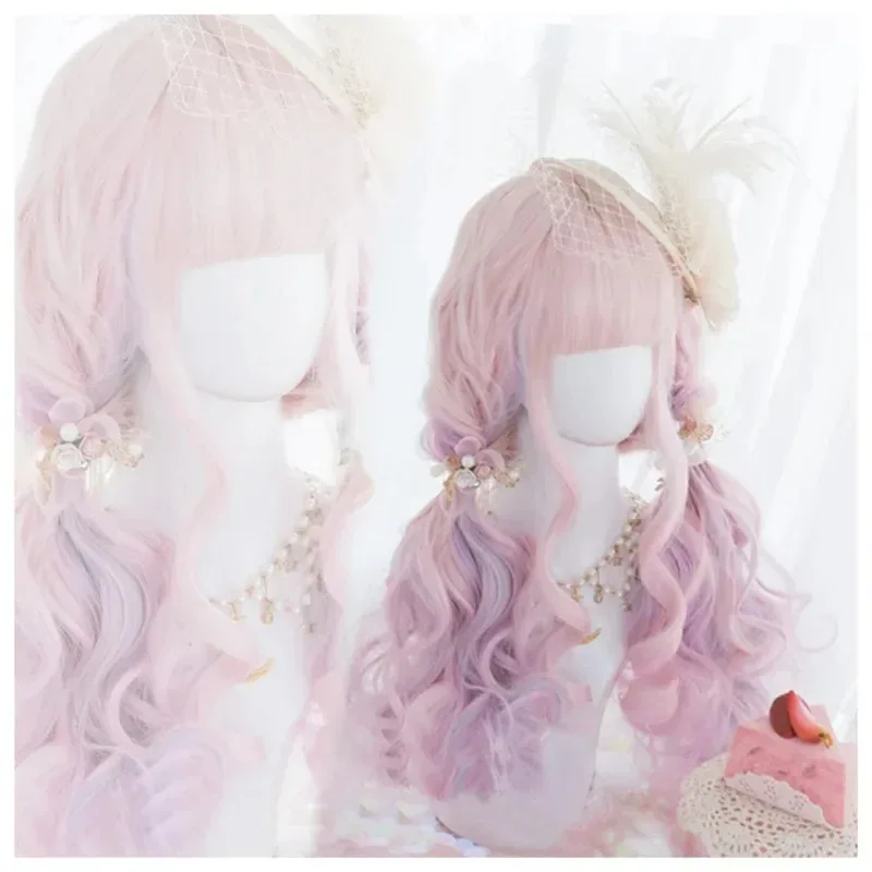 

2025 11 Лолита в японском стиле, красивый синтетический длинный вьющийся парик для косплея, аниме Coser, милый парик высокого качества для девочек, повседневный P