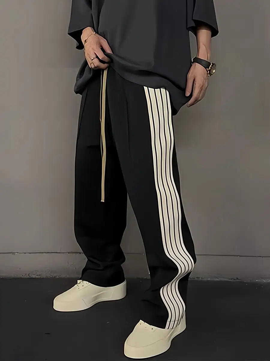 

American Spor Loose Fit Straight Leg Pants Thin Casual Trousers for Men FOG STA entials Cotton Blend Fabric