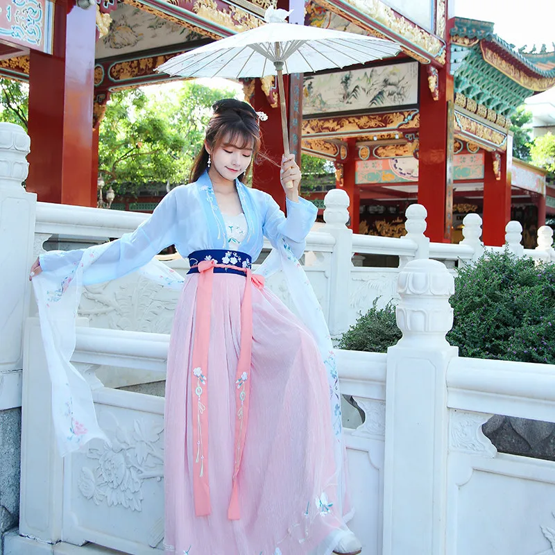 فستان نسائي تقليدي وردي من Hanfu لعام 2022 زي صيني قديم جميل للرقص Hanfu أصلي رداء للأميرة تانغ سلالة