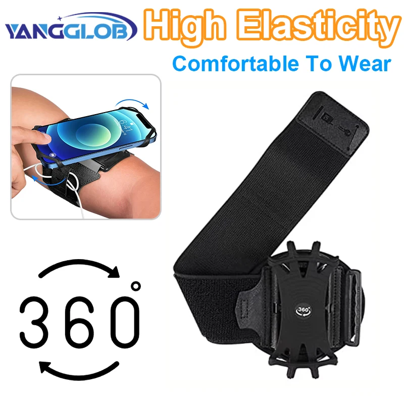 

Держатель для телефона на браслете для бега 360° ° Вращающаяся съемная спортивная повязка с держателем для ключей для телефона iPhone Samsung Xiaomi Huawei