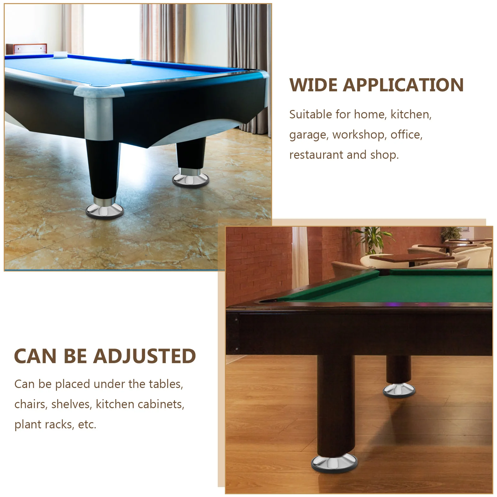 Billiard Table Leg Risers Adjustable Pool Levelers Football Machine Mat Feet Pad Adjustment Mats Elevating