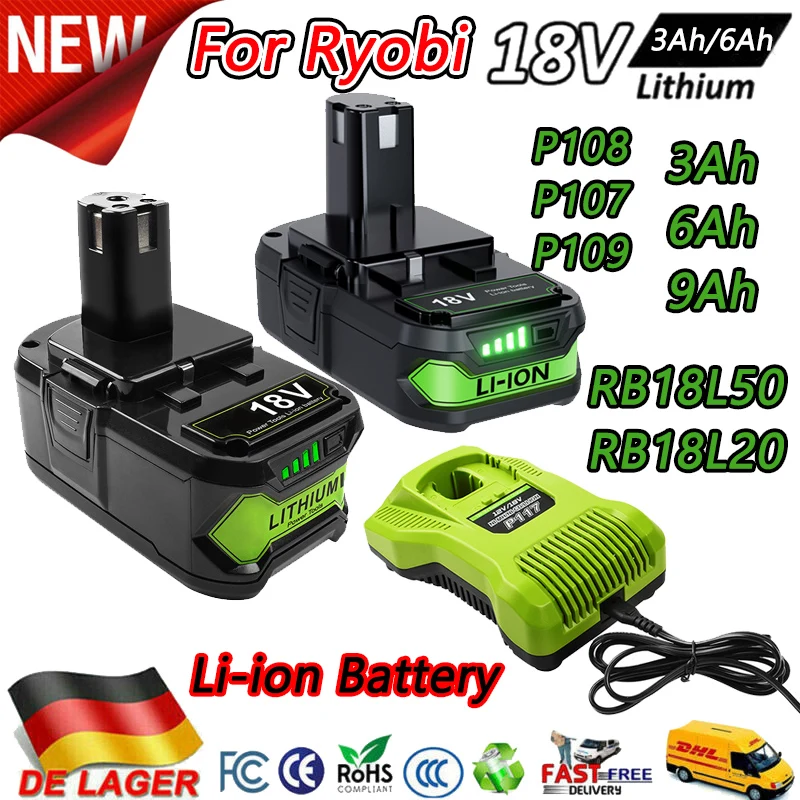 P108 RB18L50 For Ryobi 18V Lithium-ion Battery For Ryobi One P102 P103 Replacement Battery BPL1820 RB18L20 RB18L40 Cordless Tool