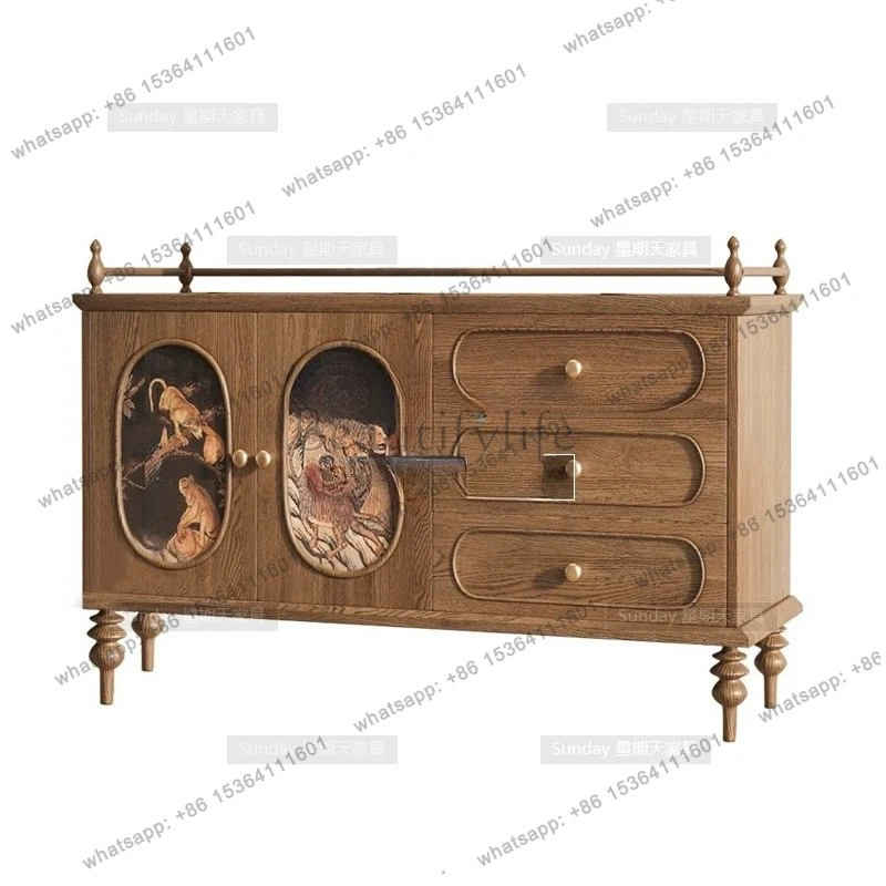 

American rural ash wood chest creative multi-functional pastoral locker