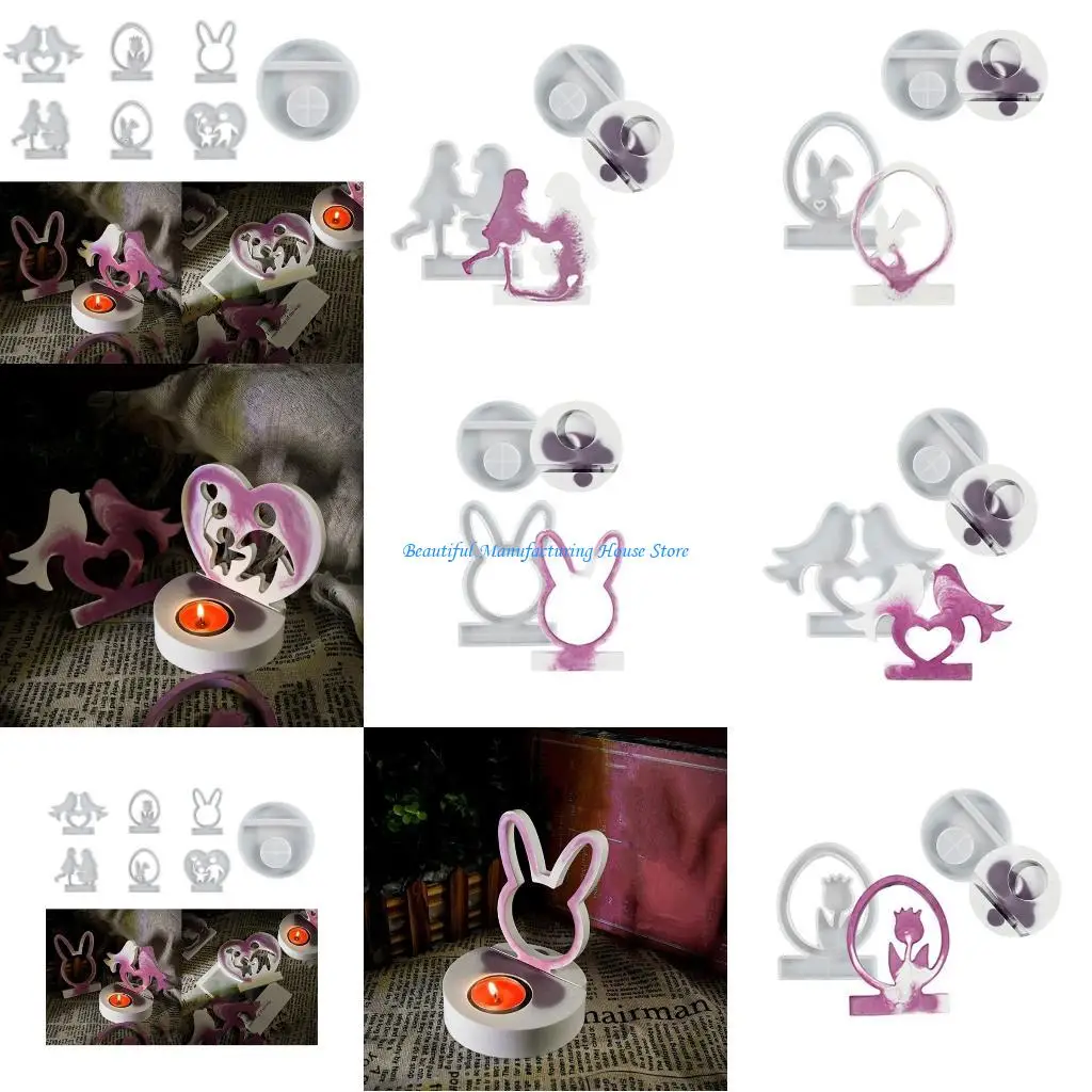 

E56A Bird Candlestick Mold Silicone Holder Mould Easy to Demold Moulds DIY Plaster Cement Home Ornament