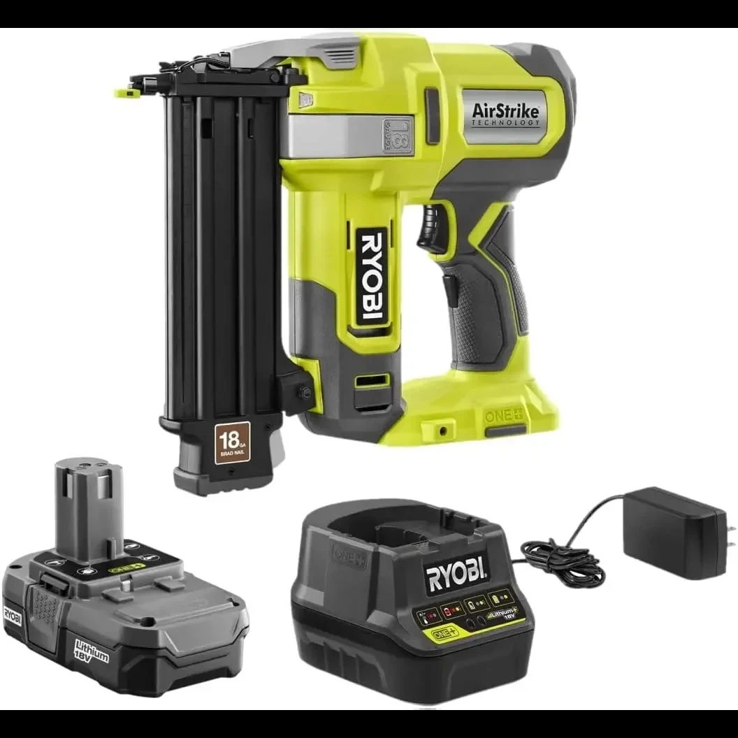 

RYOBI ONE+ 18V 18-Gauge Cordless AirStrike Brad Nailer P321 with Battery and Charger (Renewed)