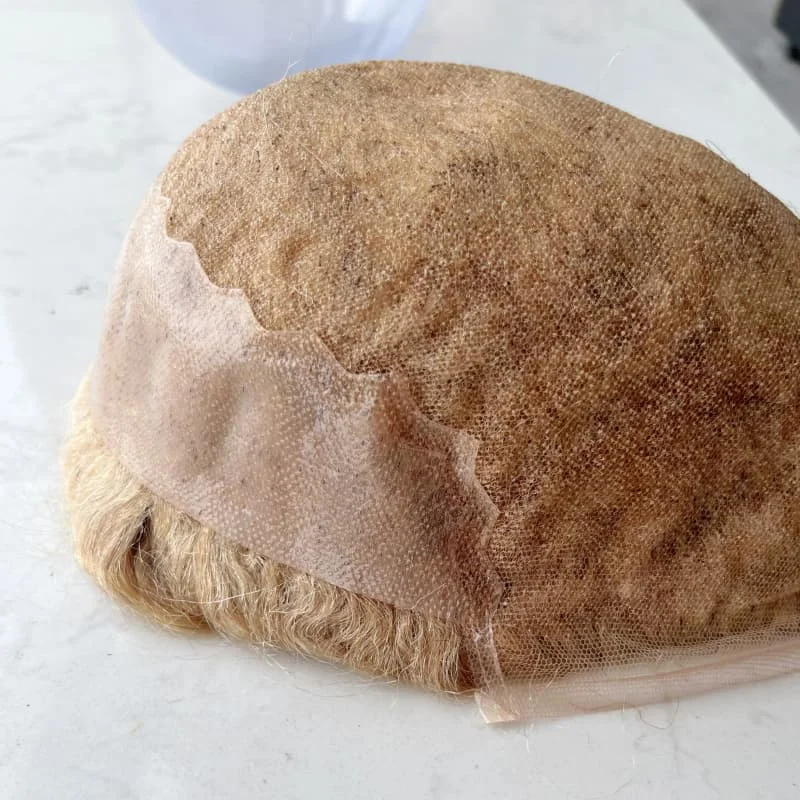 غير مرئية الدانتيل السويسري وPU شعر مستعار الذكور # 22R # 20 # 1B40 # 1B50 شعر بشري أشقر بني أسود رمادي للرجال نظام شعر طبيعي للرجال #5