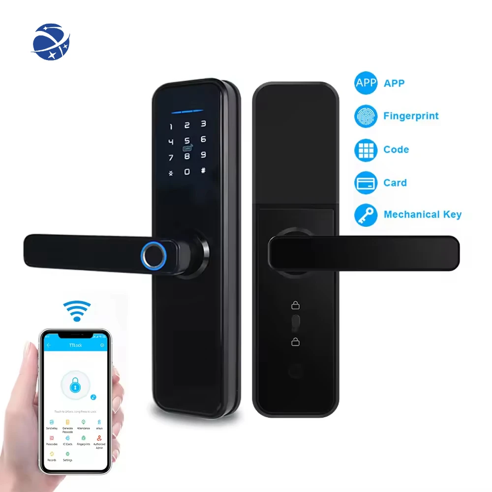 Hot Sale Outdoor Wholesale Digital Fingerprint Waterproof Smart Door Lock Smart Ttlock App Key Card Rfid Nfc Electronic Lock