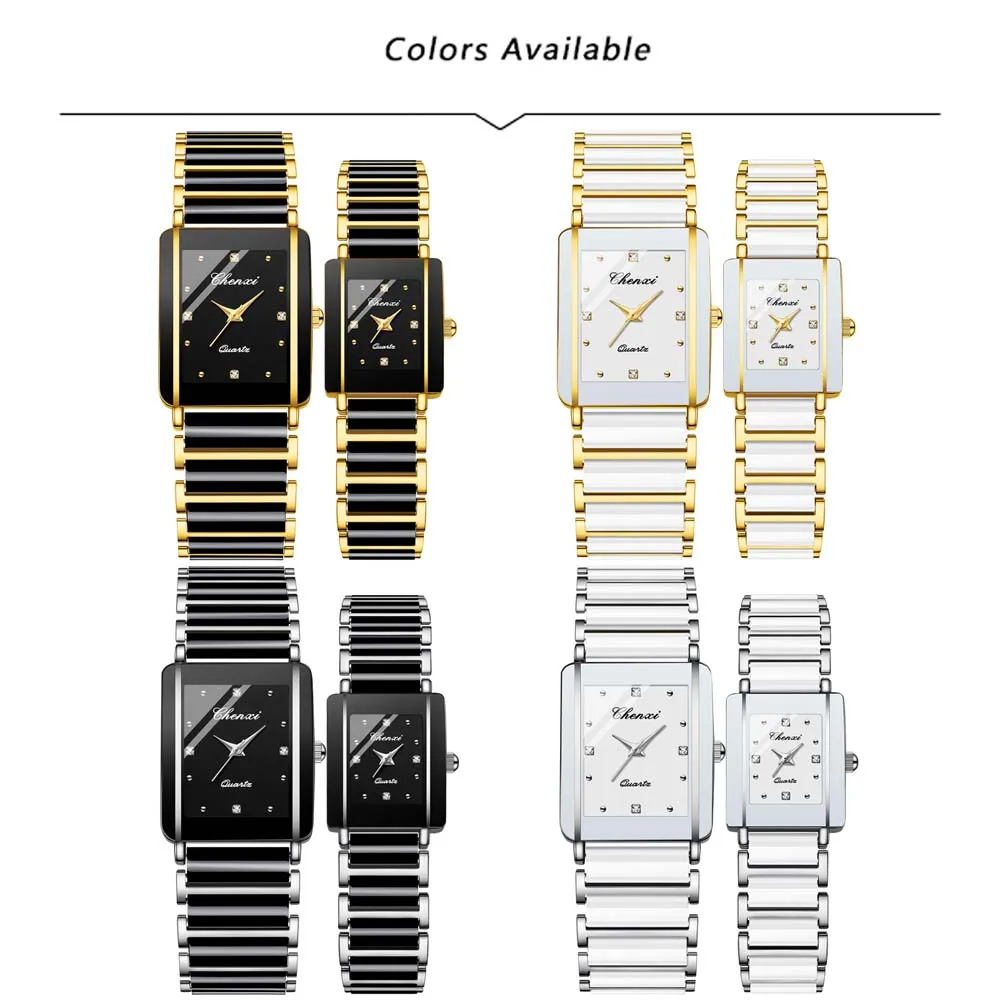 CHENXI Couple Watch Waterproof Watch for Women Men With Ceramics And Metal Strap Relojes Para Mujer relogio feminino reloj